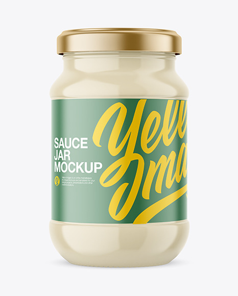 Clear Glass Mayonnaise Sauce Jar Mockup