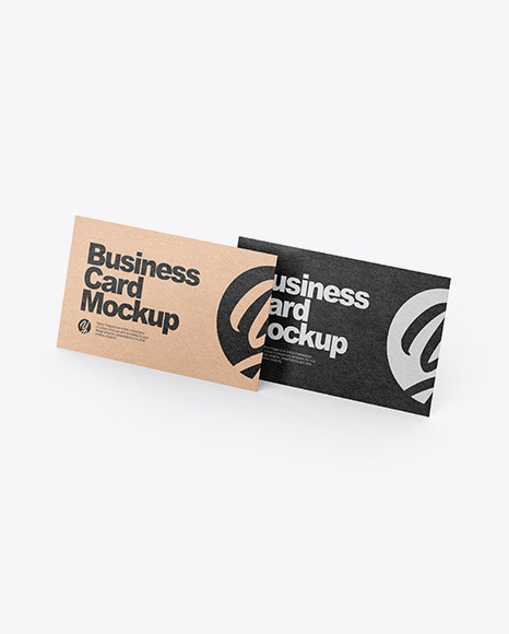 Two Kraft Business Cards Mockup