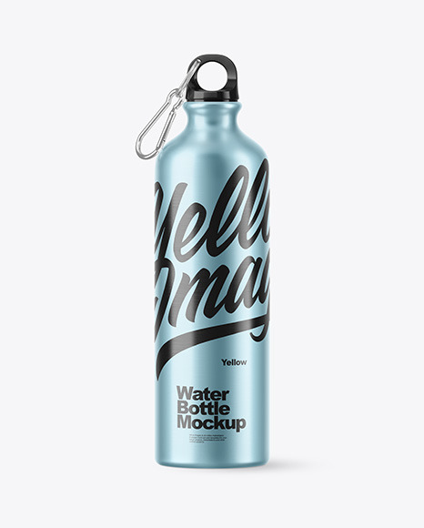 Matte Aluminum Sport Water Bottle with Carabiner Mockup