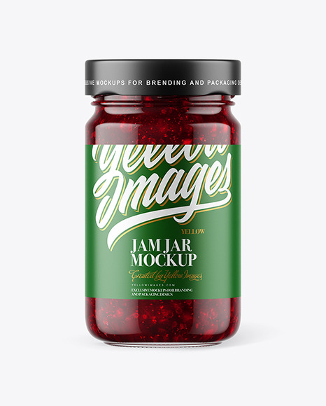 Clear Glass Jar with Cranberry Jam Mockup