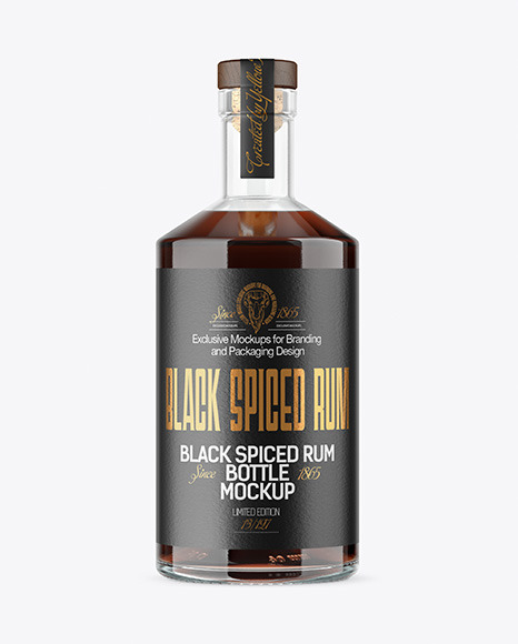 Black Rum Bottle Mockup