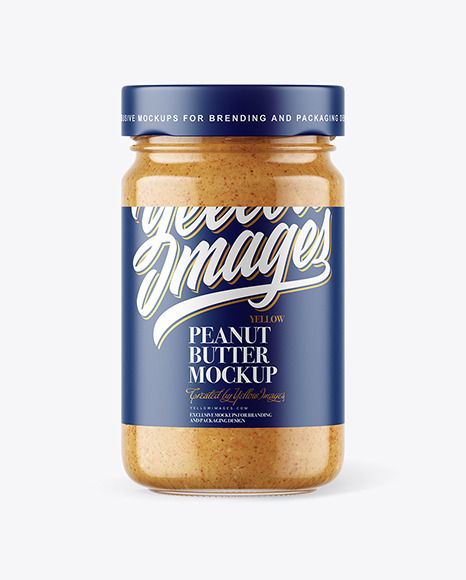 Clear Glass Jar with Crunchy Peanut Butter Mockup