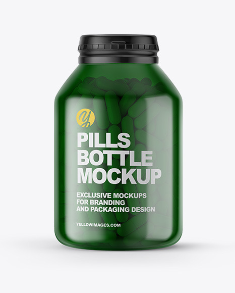 Green Pills Bottle Mockup