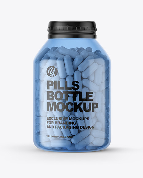 Blue Plastic Pills Bottle Mockup