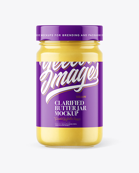 Clear Glass Jar with Ghee Clarified Butter Mockup