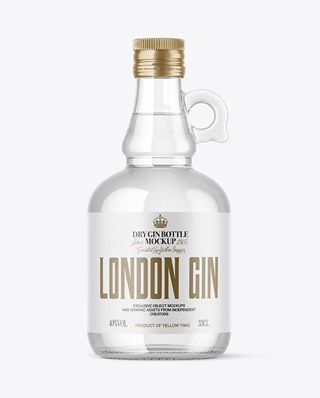 Clear Glass Gin Bottle Mockup