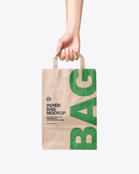 Hand w/ Paper Bag Mockup
