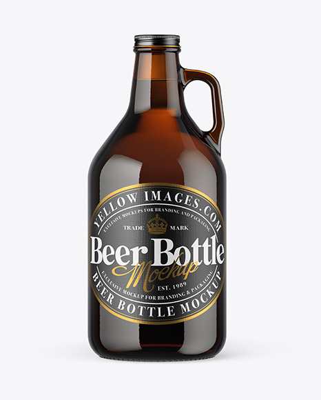 32 oz Amber Glass Beer Bottle Mockup