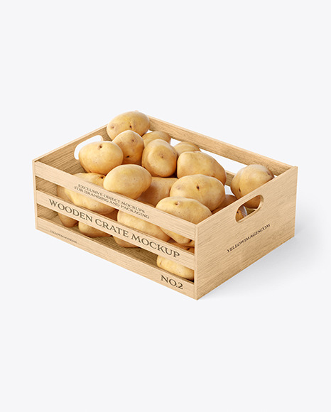 Crate with Potatoes Mockup - Half Side View