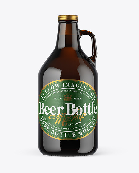 32 oz Dark Amber Glass Beer Bottle Mockup