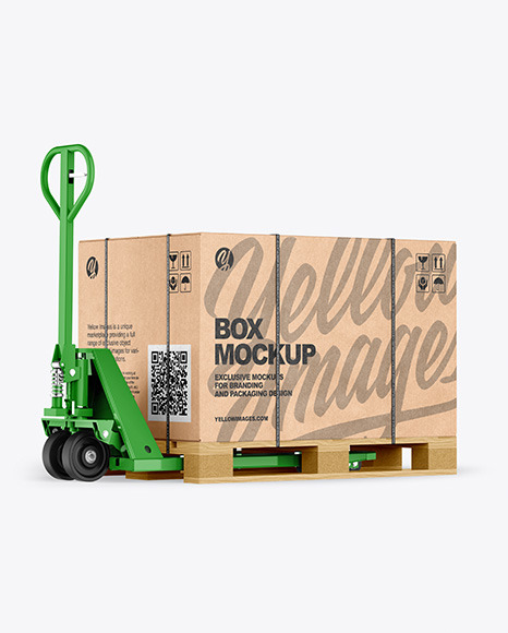 Hand Pallet Truck & Kraft Box Mockup