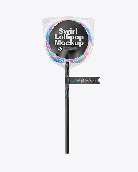 Swirl Lollipop with Sticker and Flag Label Mockup
