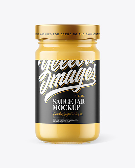 Clear Glass Jar with Cheese Sauce Mockup