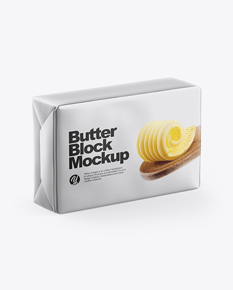 Metallic Butter Block Mockup - Half Side View