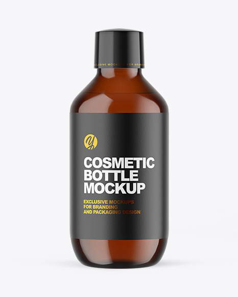 Amber Glass Cosmetic Bottle Mockup