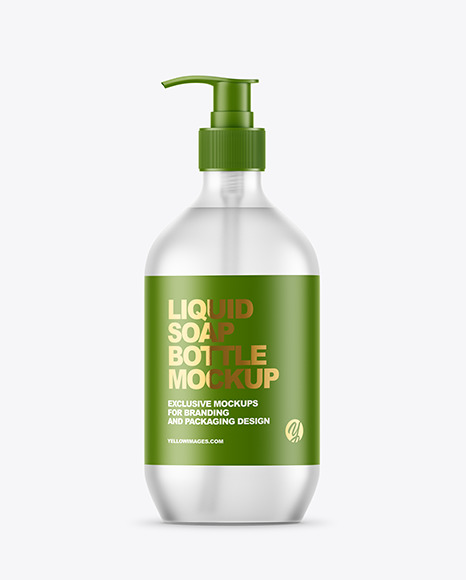 Clear Frosted Liquid Soap Bottle with Pump Mockup