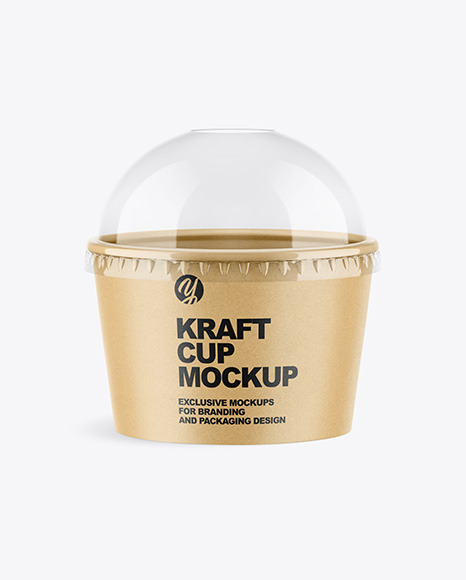 Kraft Paper Cup with Plastic Cap Mockup