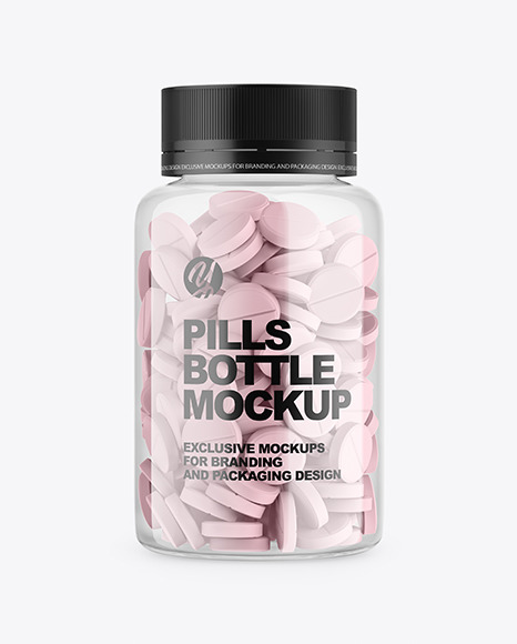 Clear Plastic Bottle With Pills Mockup