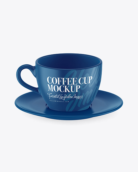 Ceramic Coffee Cup w/ Plate Mockup