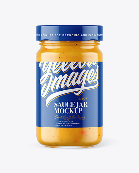Clear Glass Jar with Curry Sauce Mockup