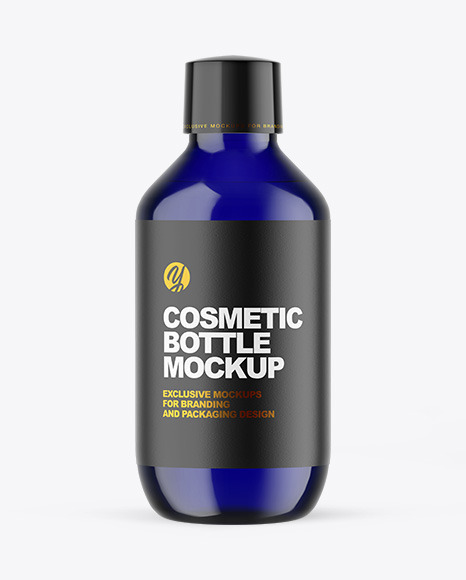 Blue Glass Cosmetic Bottle Mockup