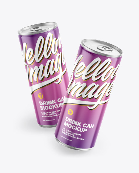 Two Metallic Drink Cans w/ Glossy Finish Mockup