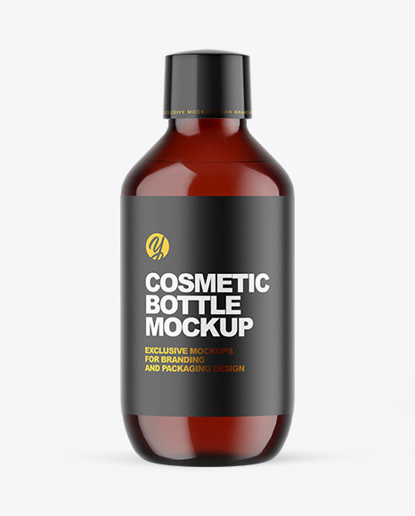 Dark Amber Glass Cosmetic Bottle Mockup