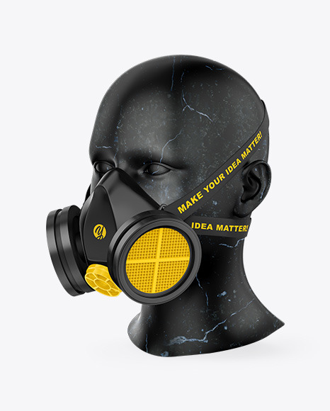 Gas Mask Mockup - Half Side View