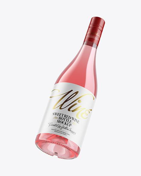 Clear Glass Bottle With Pink Wine Mockup