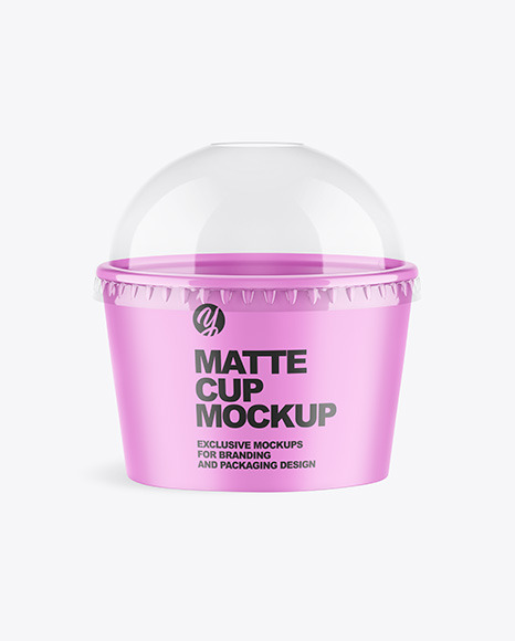 Matte Paper Cup with Plastic Cap Mockup