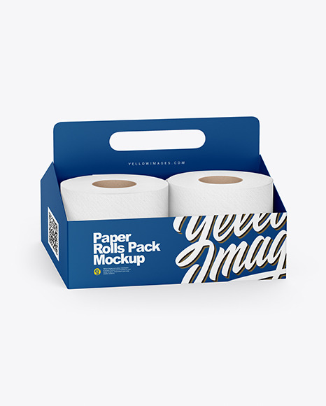 Toilet Tissue Rolls Pack Mockup - Half Side View