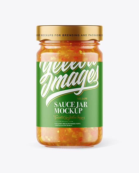 Clear Glass Jar with Sweet & Sour Sauce Mockup