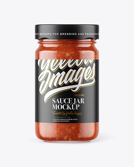 Clear Glass Jar with Tomato Meat Sauce Mockup