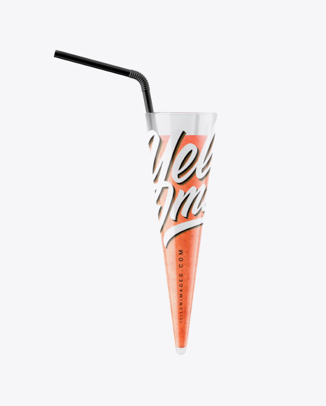 Plastic Cup w/ Watermelon Smoothie and Straw Mockup