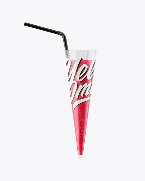 Plastic Cup w/ Berries Smoothie and Straw Mockup