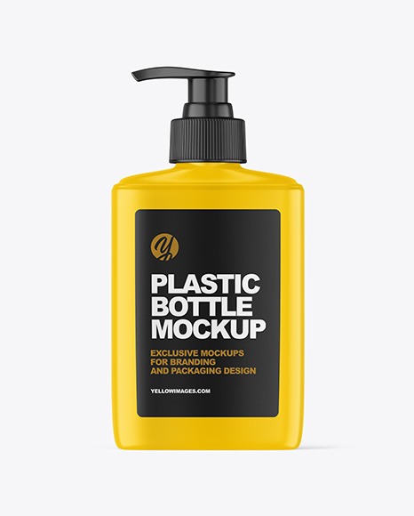 Matte Plastic Bottle with Pump Mockup