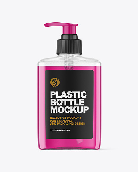 Clear Plastic Bottle with Pump Mockup