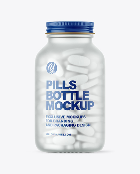 Frosted Glass Pills Bottle Mockup