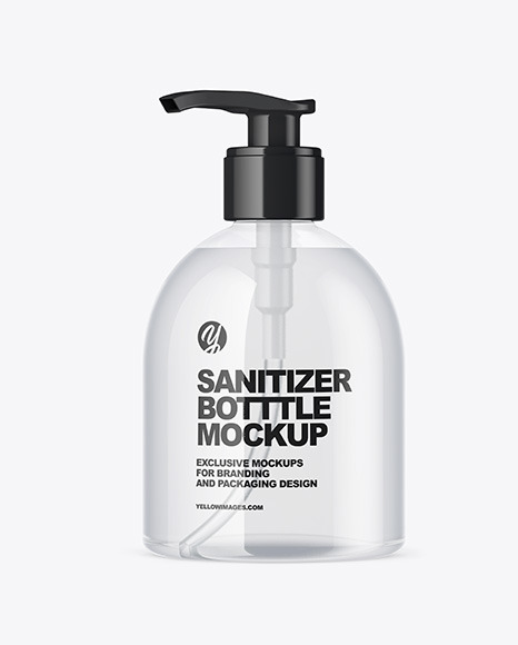 Clear Sanitizer Bottle w/ Glossy Cap Mockup