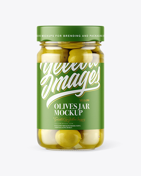 Clear Glass Jar with Olives Mockup