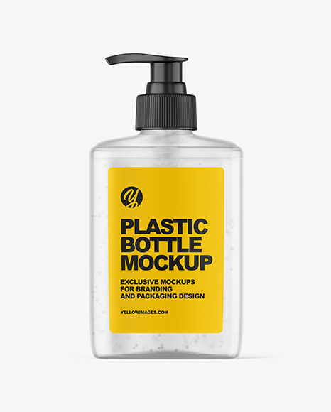 Frosted Plastic Bottle with Pump Mockup