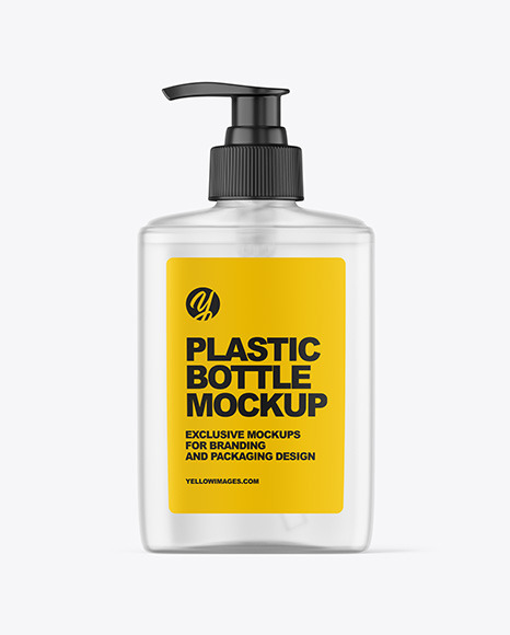 Frosted Plastic Bottle with Pump Mockup