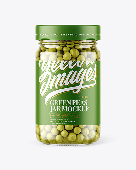 Clear Glass Jar with Green Peas Mockup