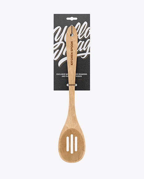 Wooden Kitchen Slotted Spoon Mockup