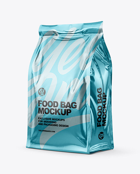 Glossy Metallic Food Bag Mockup