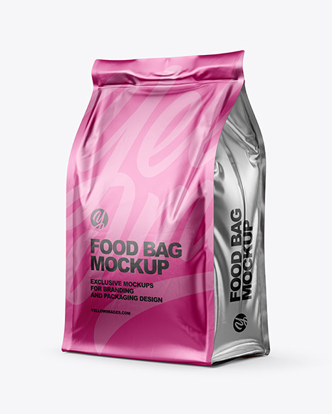 Matte Metallic Food Bag Mockup