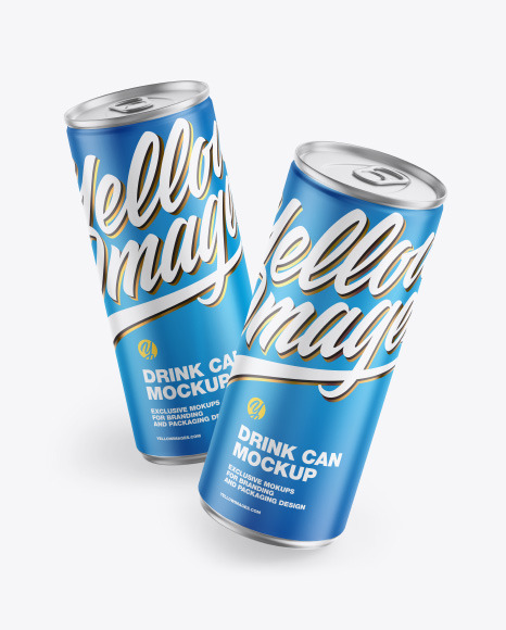 Two Metallic Drink Cans w/ Matte Finish Mockup