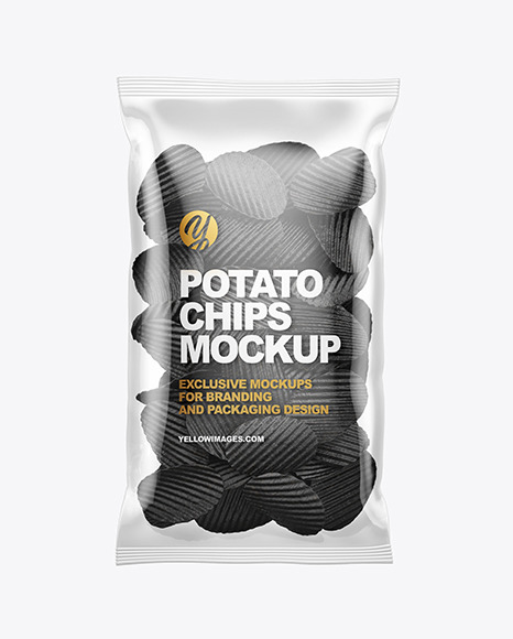 Bag With Corrugated Black Potato Chips Mockup