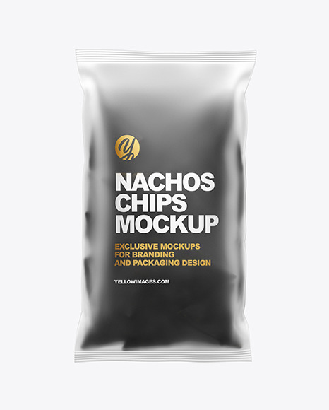 Frosted Bag With Black Nachos Mockup