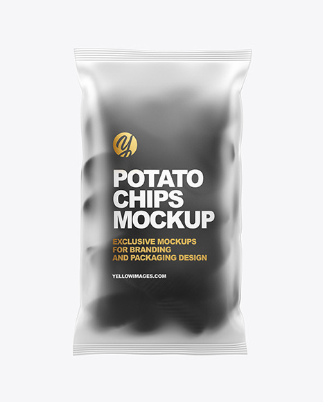 Frosted Bag With Corrugated Black Potato Chips Mockup